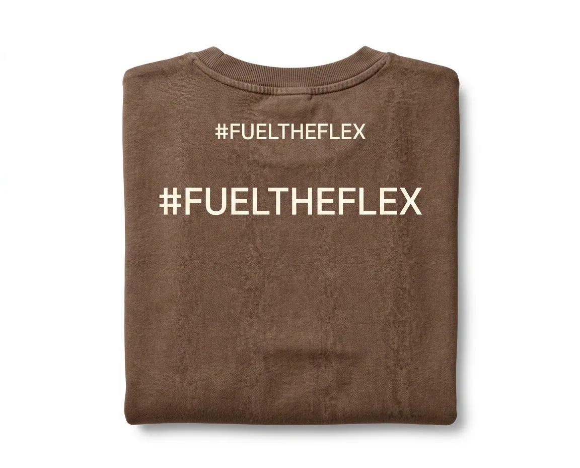 Flex Logo long sleeve crew vue arrière avec double imprimé #FUELTHEFLEX